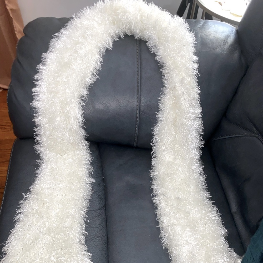 White fluffy faux feather boa scarf